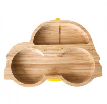 piatto-in-bamboo-eco-rascals-macchinina-giallo