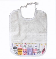 Bavaglino asilo bimba con elastico e ricamo nome Parigi