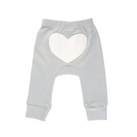 Pantaloni Cuore in Cotone Biologico grigio perla - Sapling Child