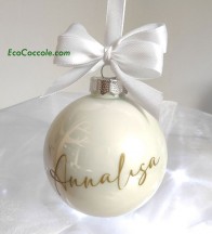 Pallina di Natale Personalizzata con Nome in vetro bianca lucida