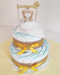 Torta di Pannolini Neutra con Doudou Orsetto