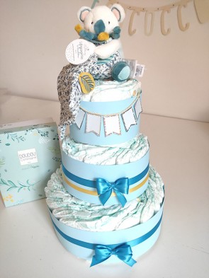 torta-di-pannolini-bambino-con-nome-doudou-koala-dettaglio